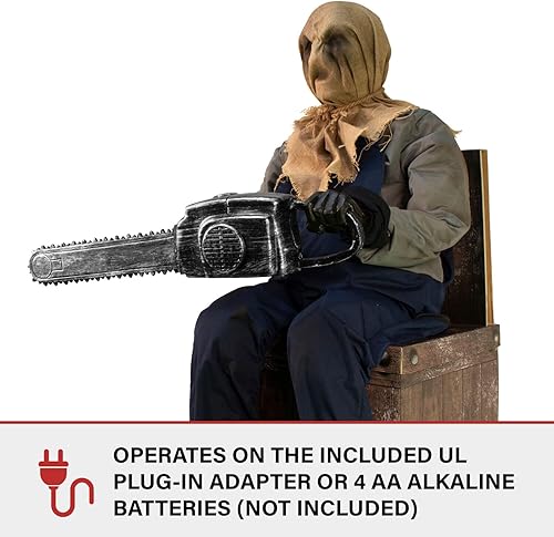 Miniatura 6 de Haunted Hill Farm Tekky - Motosierra activada por movimiento oxidado por Tekky, animatronic de Halloween para decoración de bromas de fiesta de