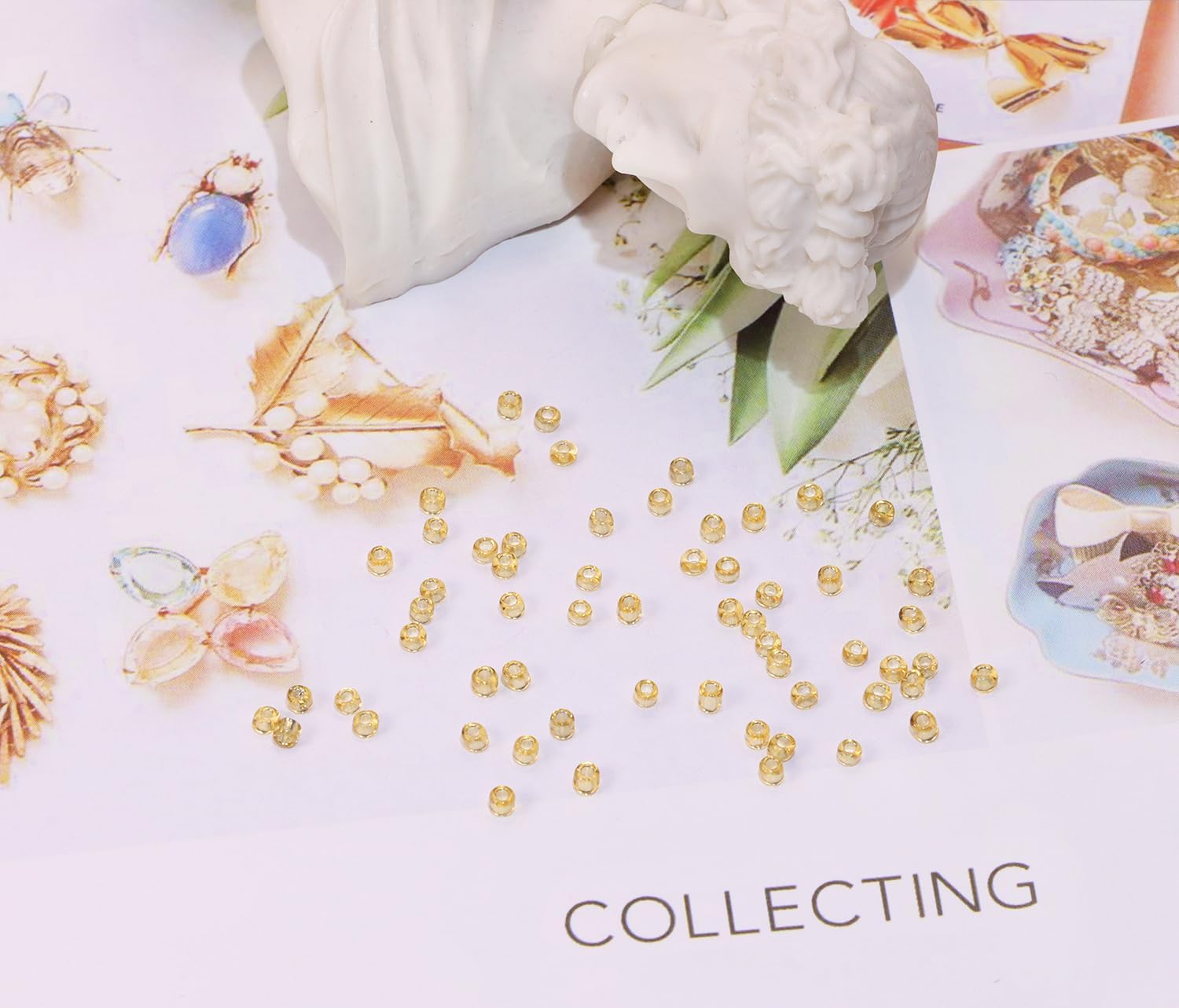 Glass Seed Beads Penta Angel 50g Mini Round Craft Loose Spacer Pony Beads for Earring Bracelets Necklace Waist Bead Jewelry Making (2mm, Light Gold) - Image 3