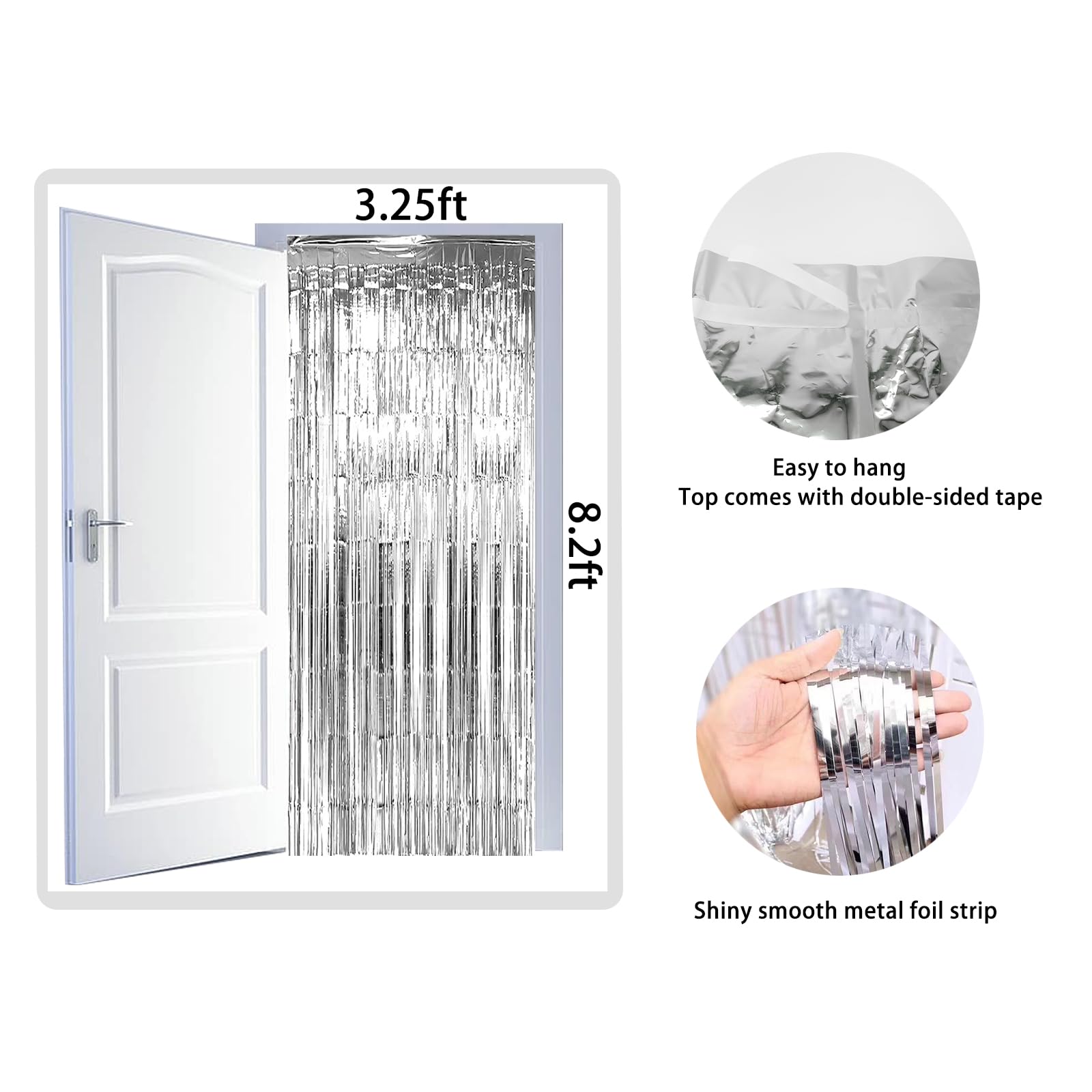 Pack 2 Cortinas De Flecos De Oropel Plateado – Fondo Decorativo Para Fiestas, Bodas Y Fotografía