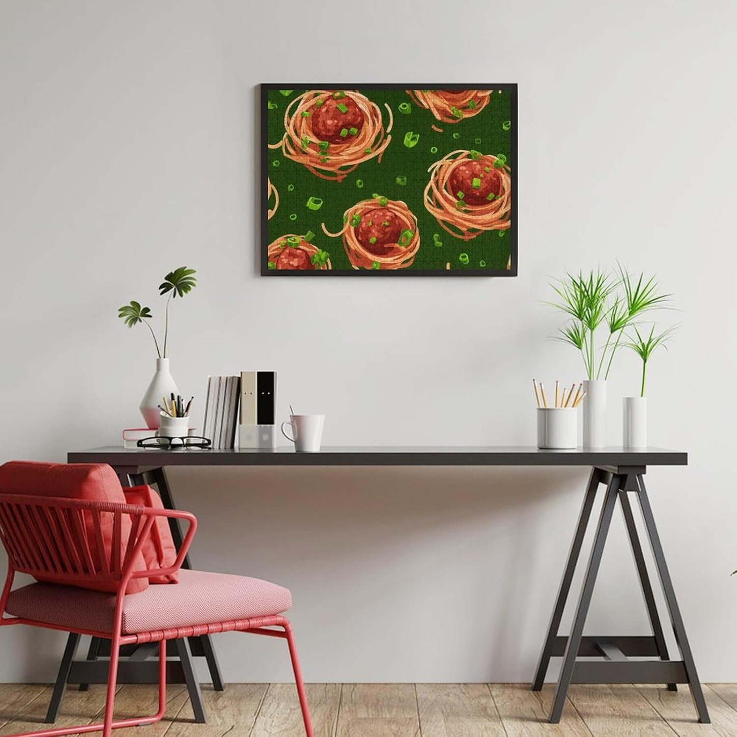 Spaghetti Meatballs Pattern Puzzles for Adults 500 PCS Wooden Jigsaw Puzzle Wall Decor Christmas