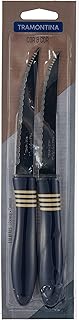 Tramontina Cor&Cor 2 Pieces Steak Knife Set with Stainless Steel Blade and Dark Blue Polypropylene Handle
