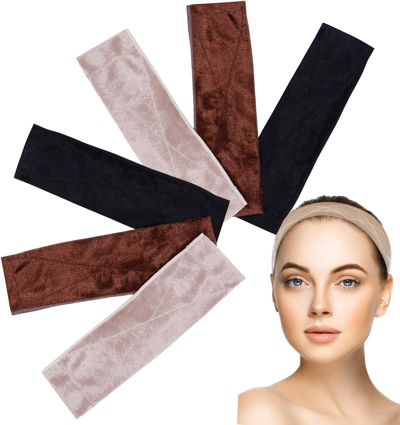 STAY GENT 6 Pack Wig Grip Band Velvet Adjustable Non Slip Wig Gripper Headband, Perfect for Keeping Wigs from Slipping