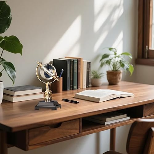 Miniatura 6 de Gcroet Globo del mundo con soporte de esfera de cristal, decoración de escritorio de lujo, bola de cristal de 11 pulgadas para oficina y hogar