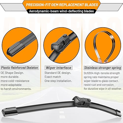 Miniatura 4 de OEM Windshield Wiper Blades Replacement for Chevy Silverado GMC Sierra 2014 2015 2016 2017 2018, High Performance Front Beam Wiper Blades, OE Style,