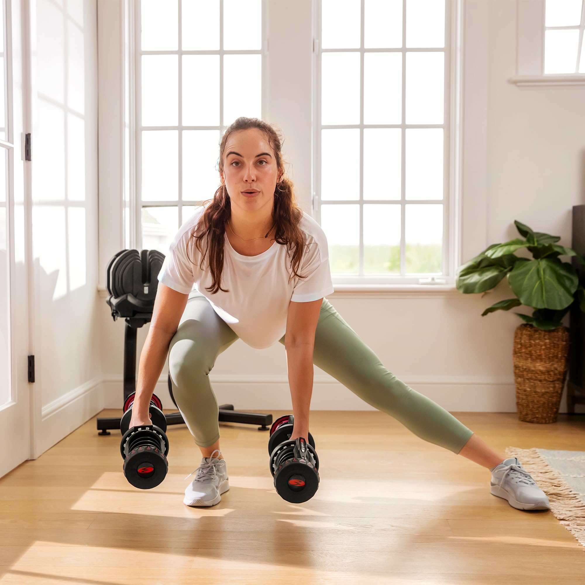 BowFlex SelectTech 1090i Hantel-Set mit Ständer | 4–41 kg verstellbar | 2 verstellbare Hanteln von 4 bis 41 kg mit Ständer für platzsparendes Krafttraining zu Hause.