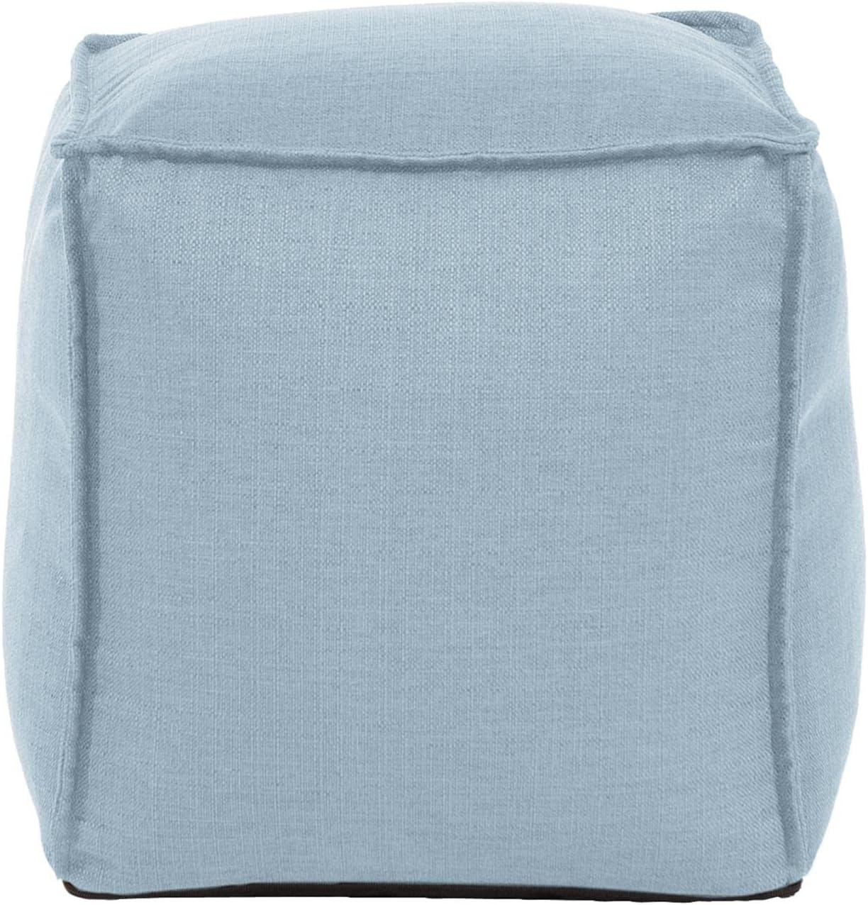 Howard Elliott Square Pouf Ottoman Foot Rest With Cover, Round Stuffed Filled Foot Stool, Fluffy Compact & Comfortable Soft Seating for Living Room & Bedroom, 20 x 20 x 18 Inch, Sterling Breeze