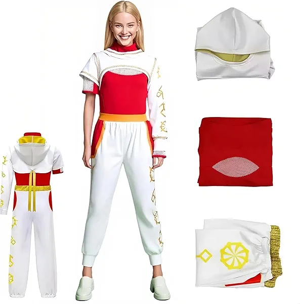 Costume Adult, 3PCS Halloween Cosplay Costumes (Hooded Mesh Top,Pant/Dress),Cheerleader Uniform for Women Men