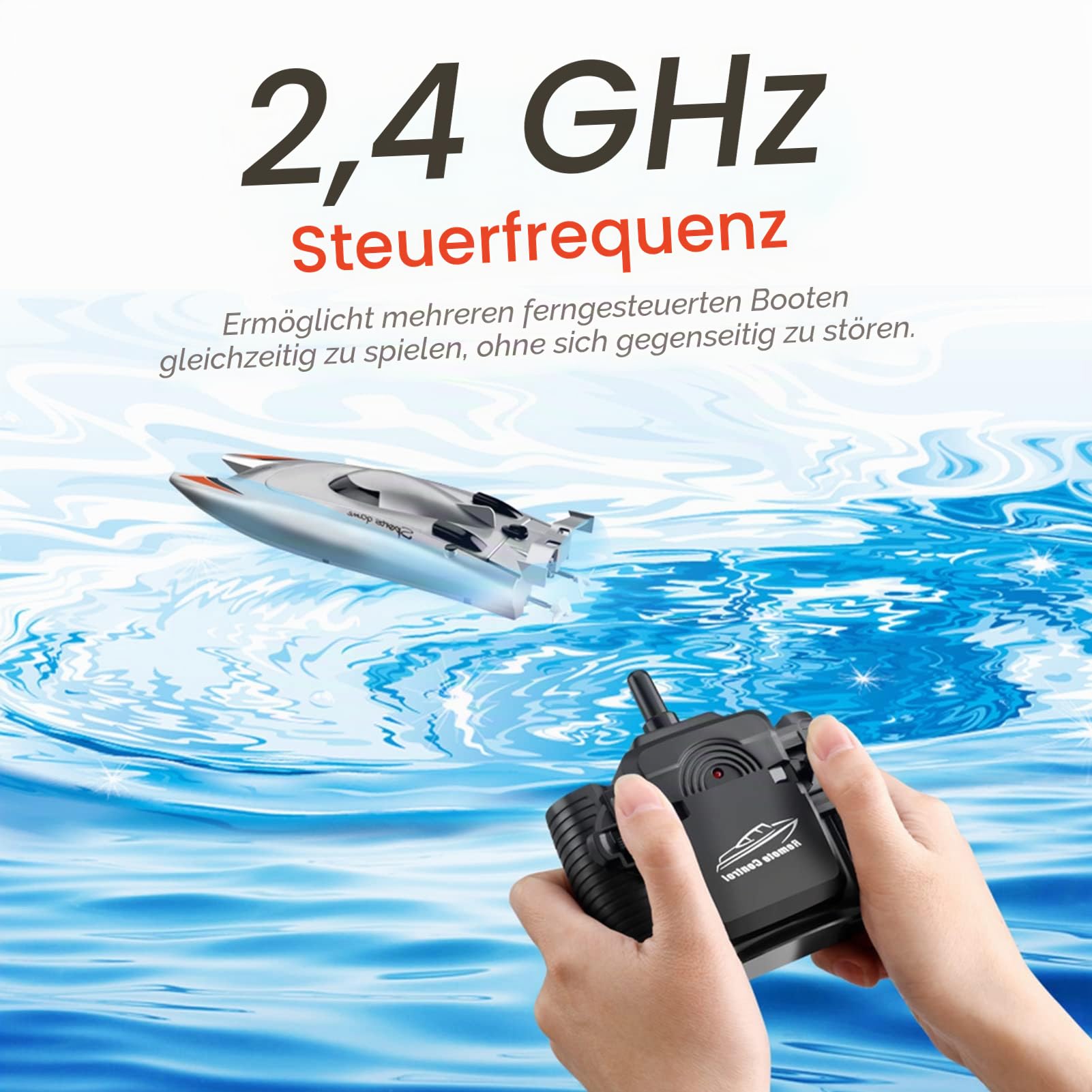 ACAGALA 805 RC-Boote für Kinder Erwachsene 25 km/h Hochgeschwindigkeits-Rennboot 2-Kanal-Fernbedienungsboote für Pools Rennboot
