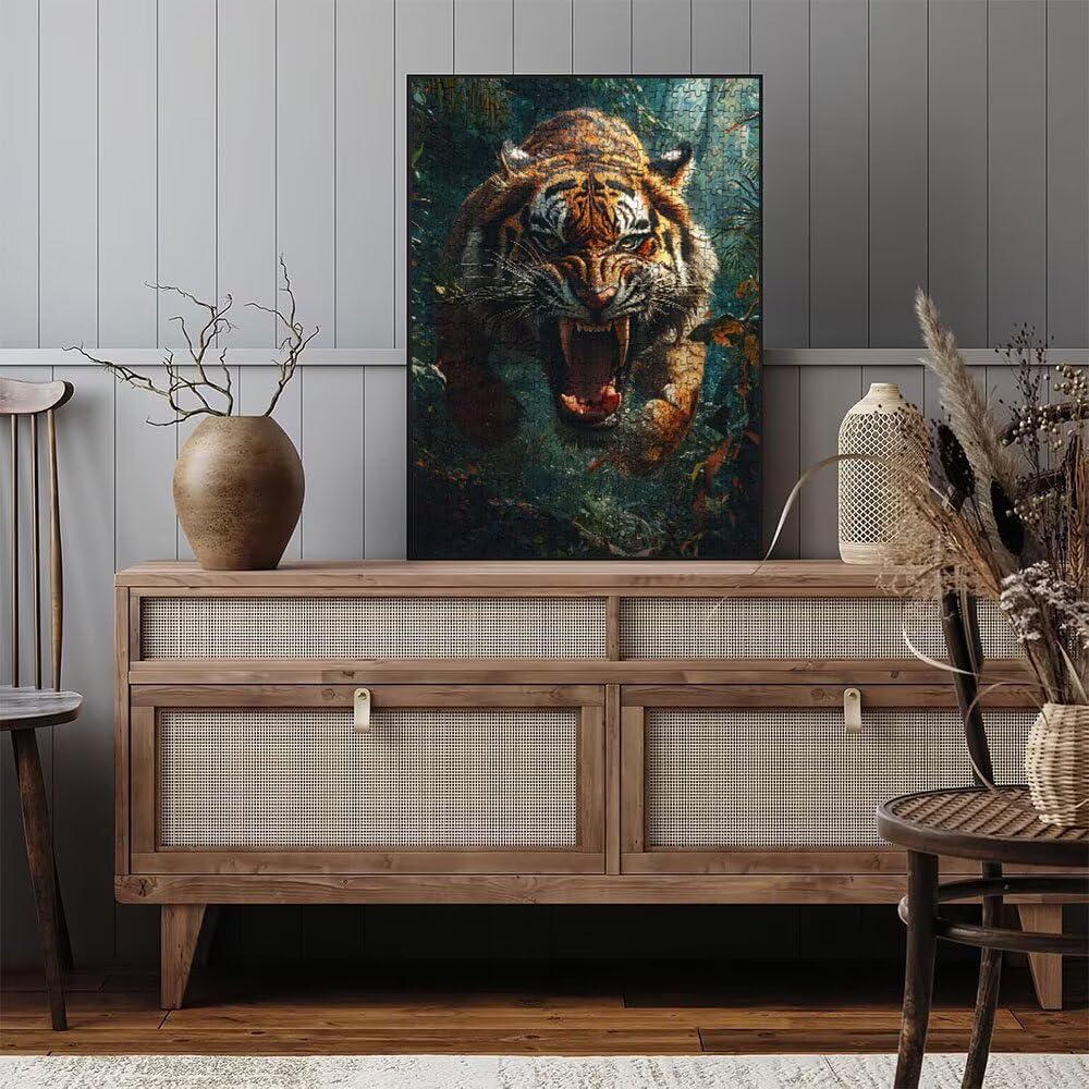 Der Heftige Tiger Puzzle 6000 Teile, Klassische Puzzles, Geschicklichkeitsspiel Puzzle für Erwachsene, Puzzlespiele für Die Ganze Familie, Mit Schöner Verpackung, Dekoration Puzzles DX0YL3-972