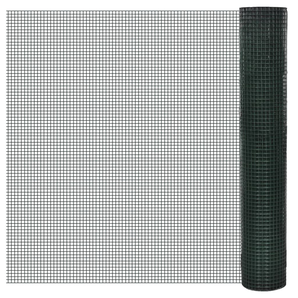 vidaXL Chicken Wire Fence - PVC Coated Galvanized Steel - Ideal for Fencing, Tree and Plant Protection, Aviaries, Rabbit, Chicken Cages - Waterproof and Weatherproof - Forest Green - 10x1 m