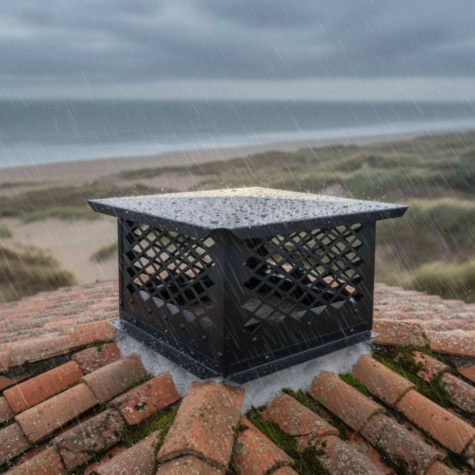 Chimenea Cubierta Sombrerete Deflector Protector Rejilla de Acero al Carbono para Mejorar Evitar Animales Ajustable Adecuado para Casas Cabañas Azoteas