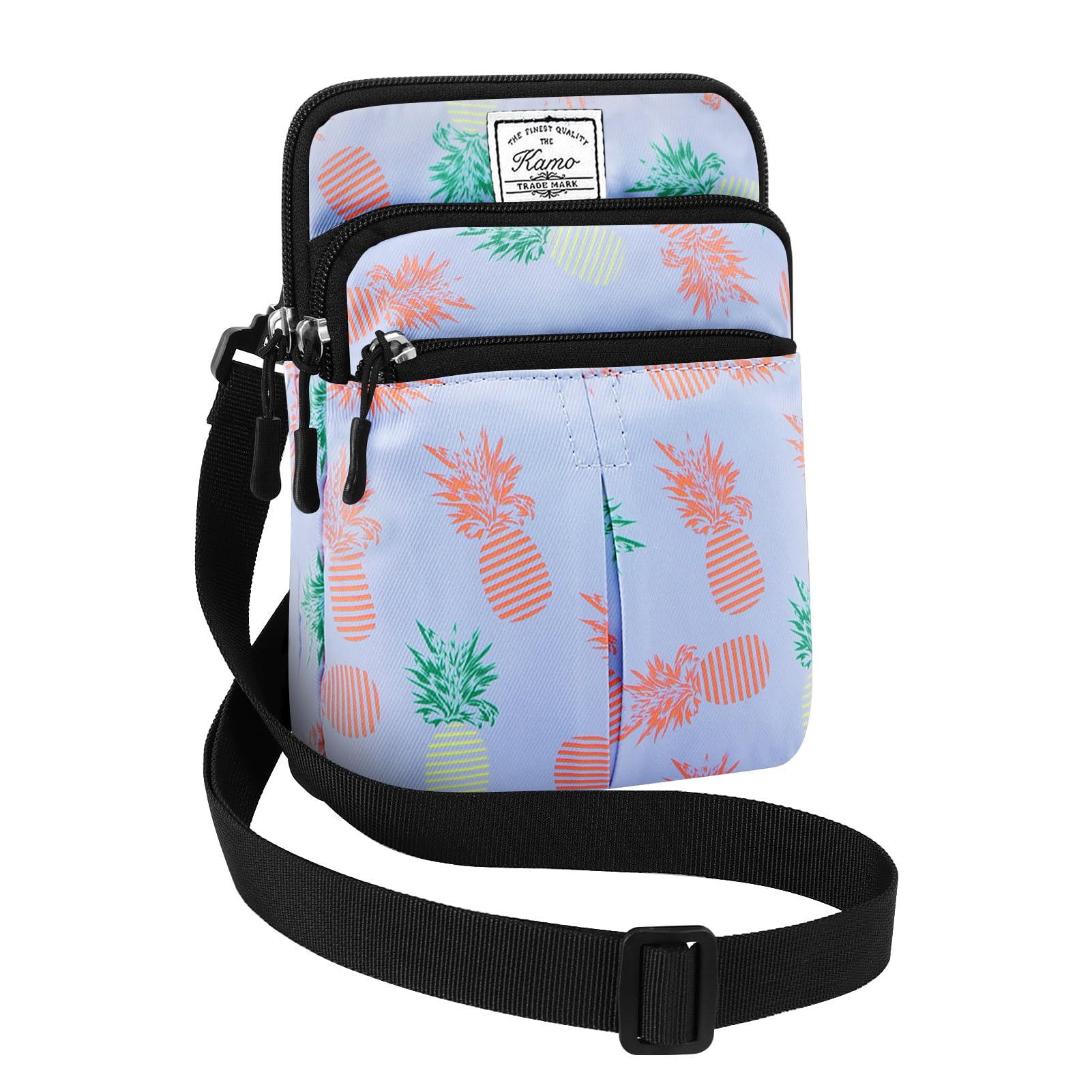 KAMO Multifunction Phone Waist Bag - One Shoulder Diagonal Cross Smart Case - Triple Zip Hipster Crossbody Purse for Women & Men - Outdoor