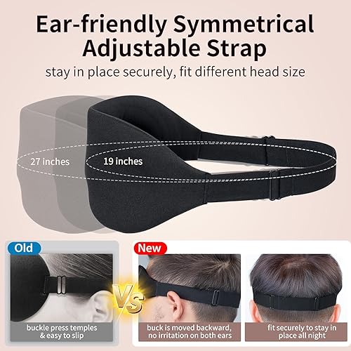 Miniatura 5 de Máscara para dormir (negro y azul de lujo) para dormir de espalda y de lado, bloquea completamente la luz, antifaz de ojos de presión cero para