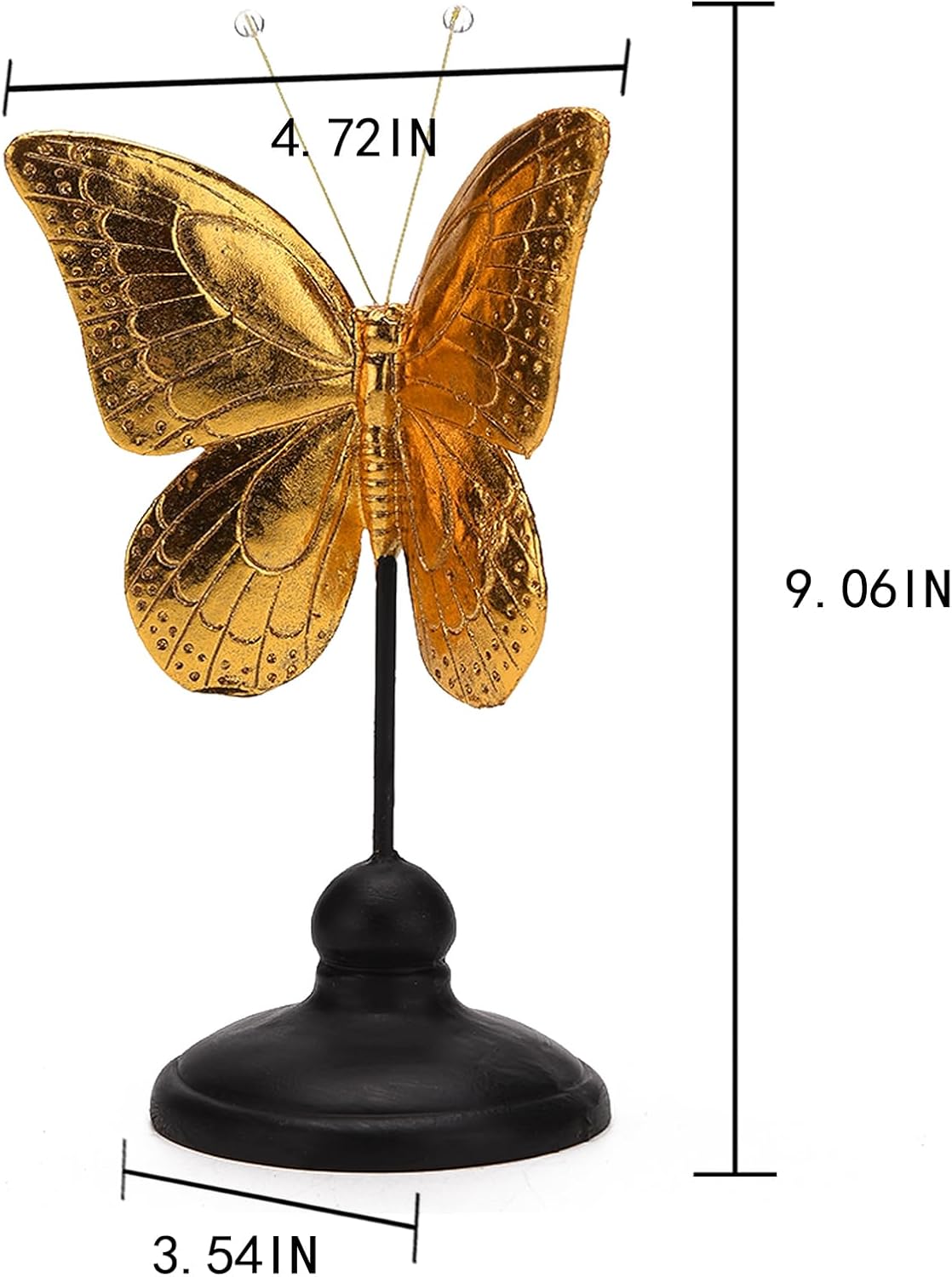 BRABUD Resin Butterfly Statue Gold & Black Modern Home Bedroom Desk Shelf Decor Wedding Gifts Collection 9.1''(H) TQSHBS33
