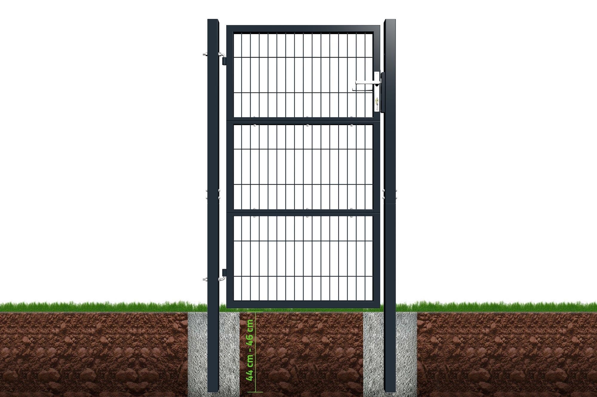 Casanoov - Portillon Grillagé RAZO Acier Galvanisé - 87 x 160 cm - 0,87 m x 1,6 m 1,39 m² - Gris Anthracite RAL 7016 - Mailles 50 x 200 mm - Poteaux Carrés 60 x 60 mm - Kit Complet