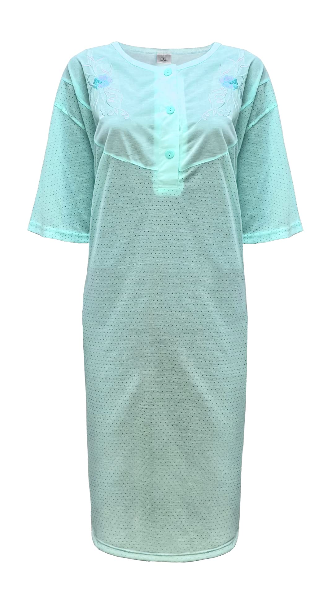 I-Smalls Women's Spot Mint Plus Size Nightdress Super Soft Lightweight Cotton Rich Nightie 3XL To 6XL (Spot Mint) 4XL