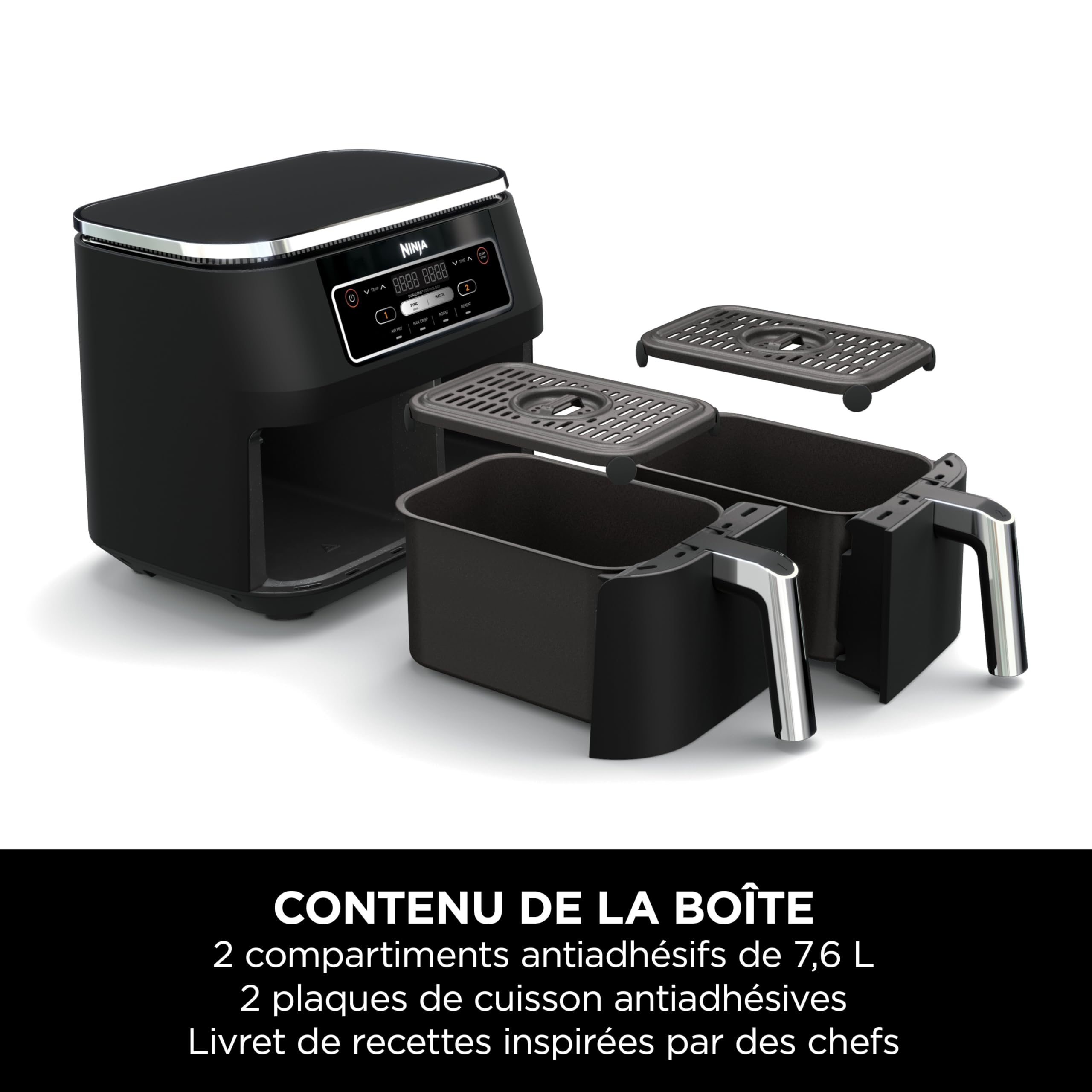 Ninja Foodi Dual Zone Air Fryer numérique, 2 tiroirs, 7,6L, 4-en-1 AF200EU