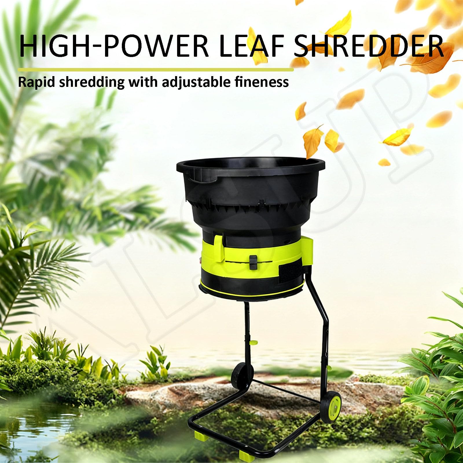 Trituradora de hojas eléctrica de 2500 W, trituradora de jardín para recolección de desechos al aire libre, procesador eficiente para hojas de palma y residuos de jardín