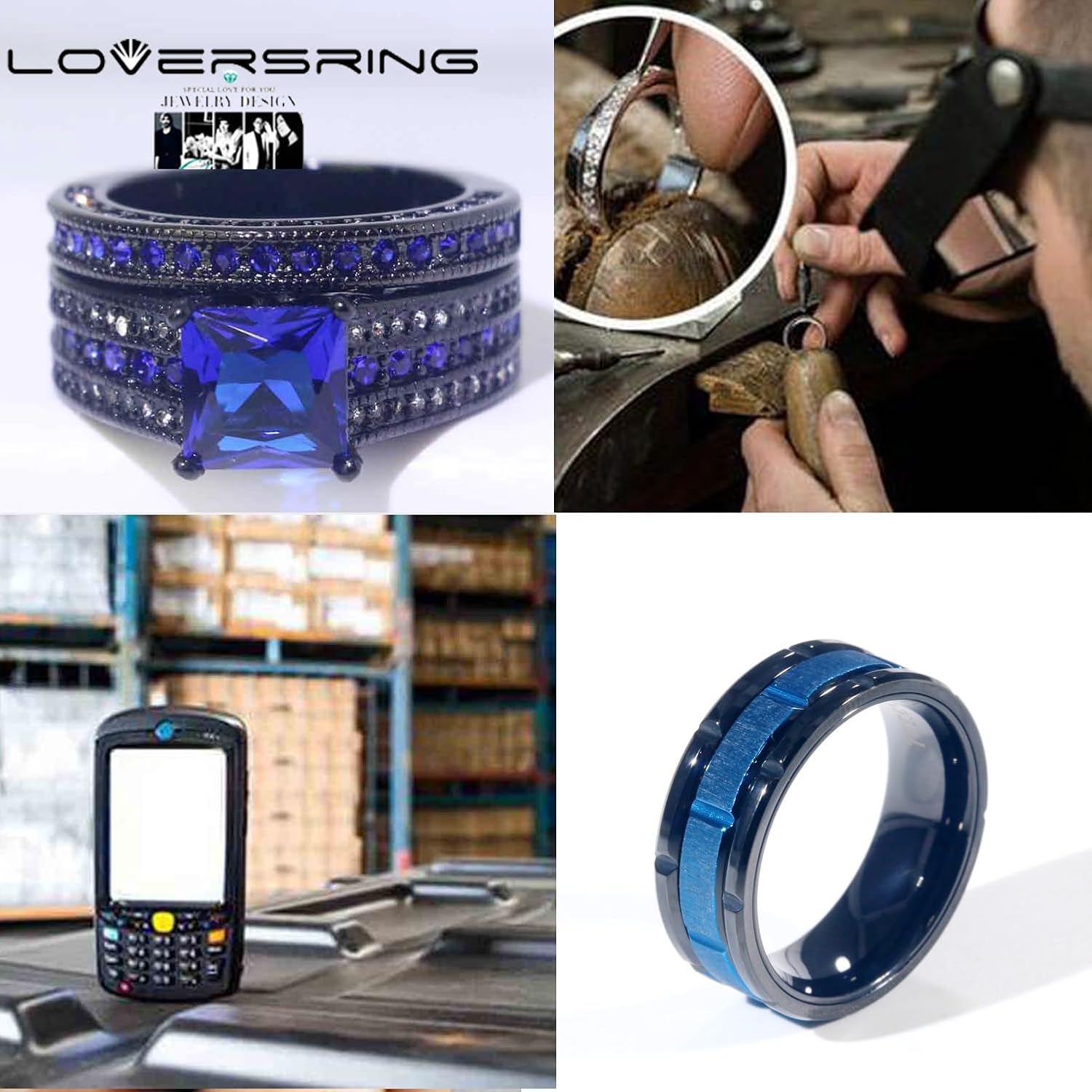 His and Hers Wedding Ring Sets Couples Rings Women 10K Black Gold Filled Blue Cz Wedding Engagement Ring Bridal Sets Men's Wedding Band