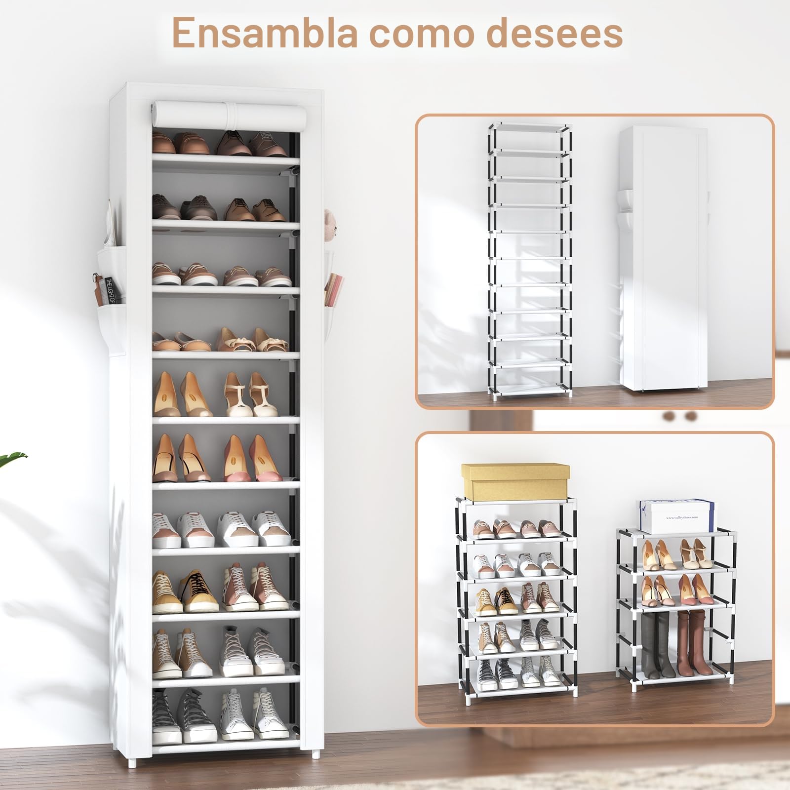 Vicye Zapatero de 11 Niveles, Mueble Zapateros de Tela para 20-22 Pares de Zapatos, Armario Zapatero Estrecho y Alto con Funda para Entrada Recibidor, Pasillo, Dormitorio