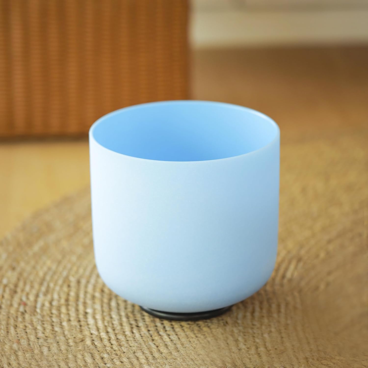 KVKA 10 Inch 432Hz G Note Throat Chakra Blue Color Frosted Quartz Crystal Singing Bowl with Carrying Case for Sound Healing
