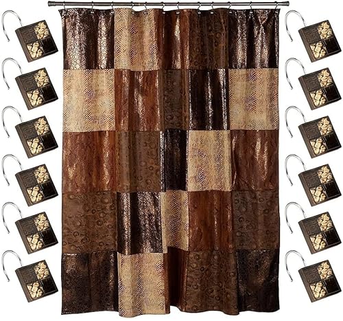 Zahari Home 13pc Zambia Animal Shower Curtain Set & Hooks