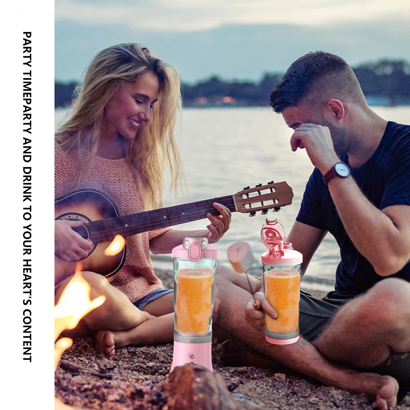 SANON Mixeur à smoothie, mixeur portable, mini mixeur, flacon mélangeur portable, 350 ml, rechargeable par USB, mélangeur personnel de voyage avec 6 lames pour salle de sport, bureau, voyage, blanc