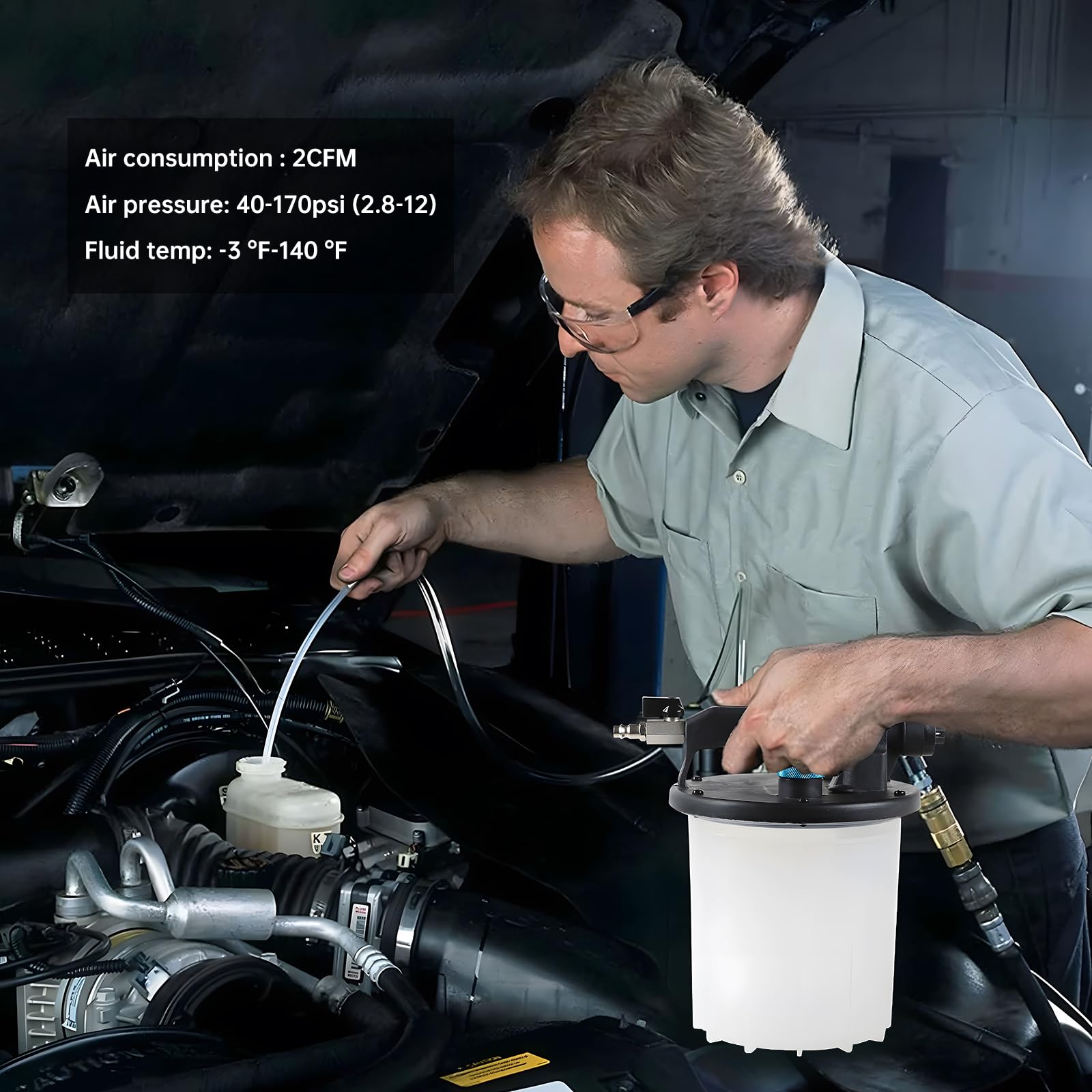 lalago 3L Purgador Frenos Coche Aire Comprimido, Equipo de Purga de Frenos Kit con 1L Dispensador, Cambio Liquido Frenos Brake Bleeder Kit