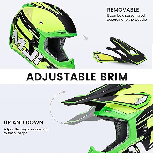 Miniatura 2 de ILM Cascos de motocross para niños y jóvenes, cuatrimoto, motocross, motocicleta todoterreno, casco de cuatro ruedas, combo de guantes para niños y