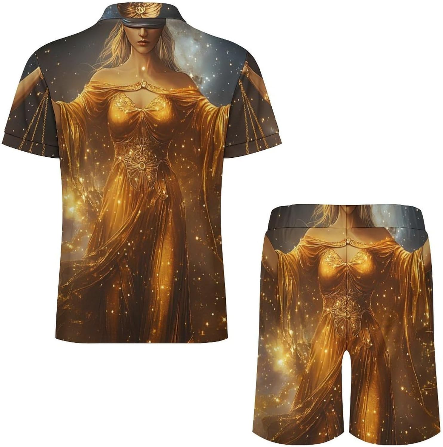 Zodiac Sign Women Mens Polo Shirts Track Suits 2 Piece Short Sleeve Sweatsuit 1/4 Zip Golf Loungewear for Sports
