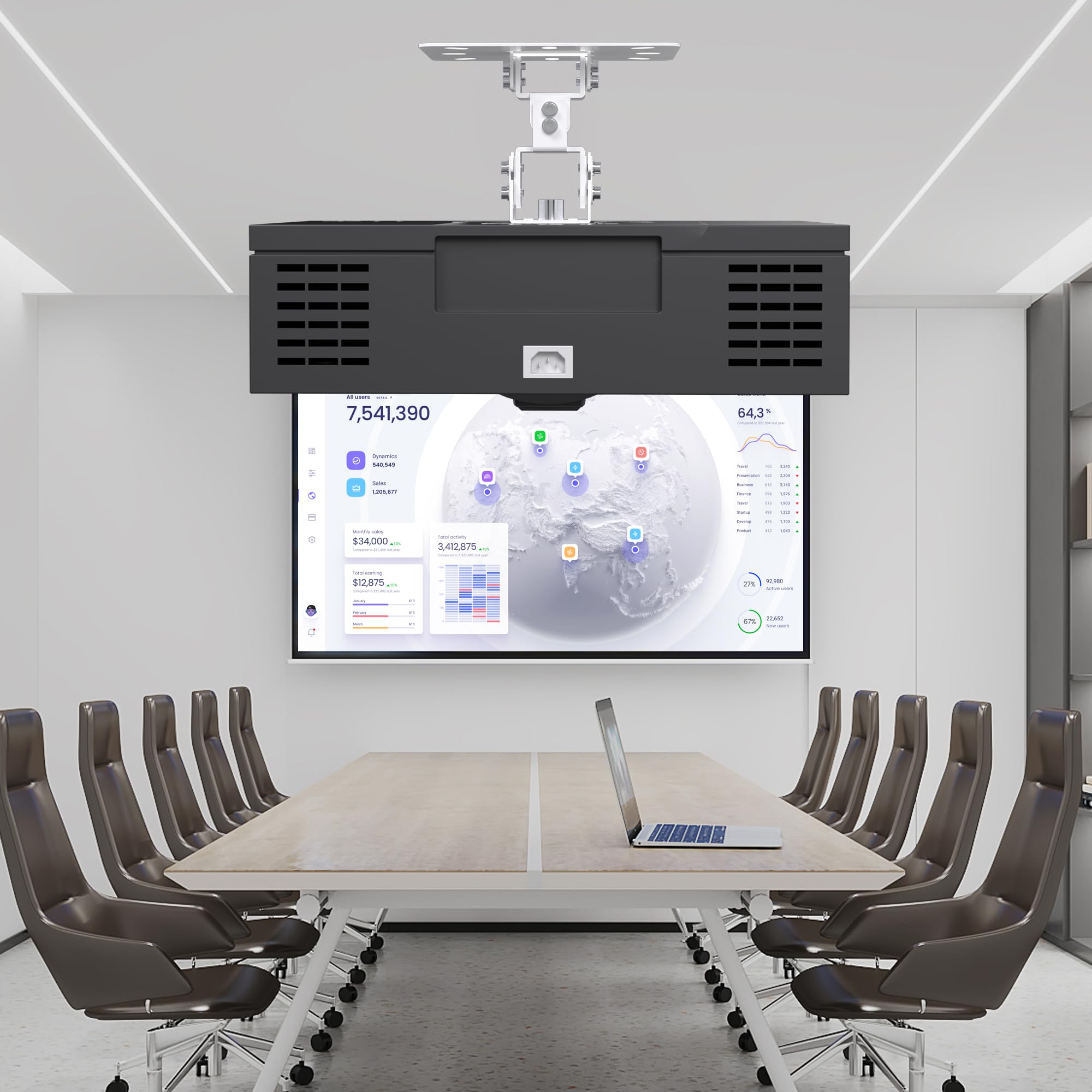 XINLEI Projektor Deckenhalterung, Mini Projektor Decke Wandhalterung Ständer Einstellbar für Mini Projektor mit 2 kostenlosen Adaptern, Weiß PR14MINIW