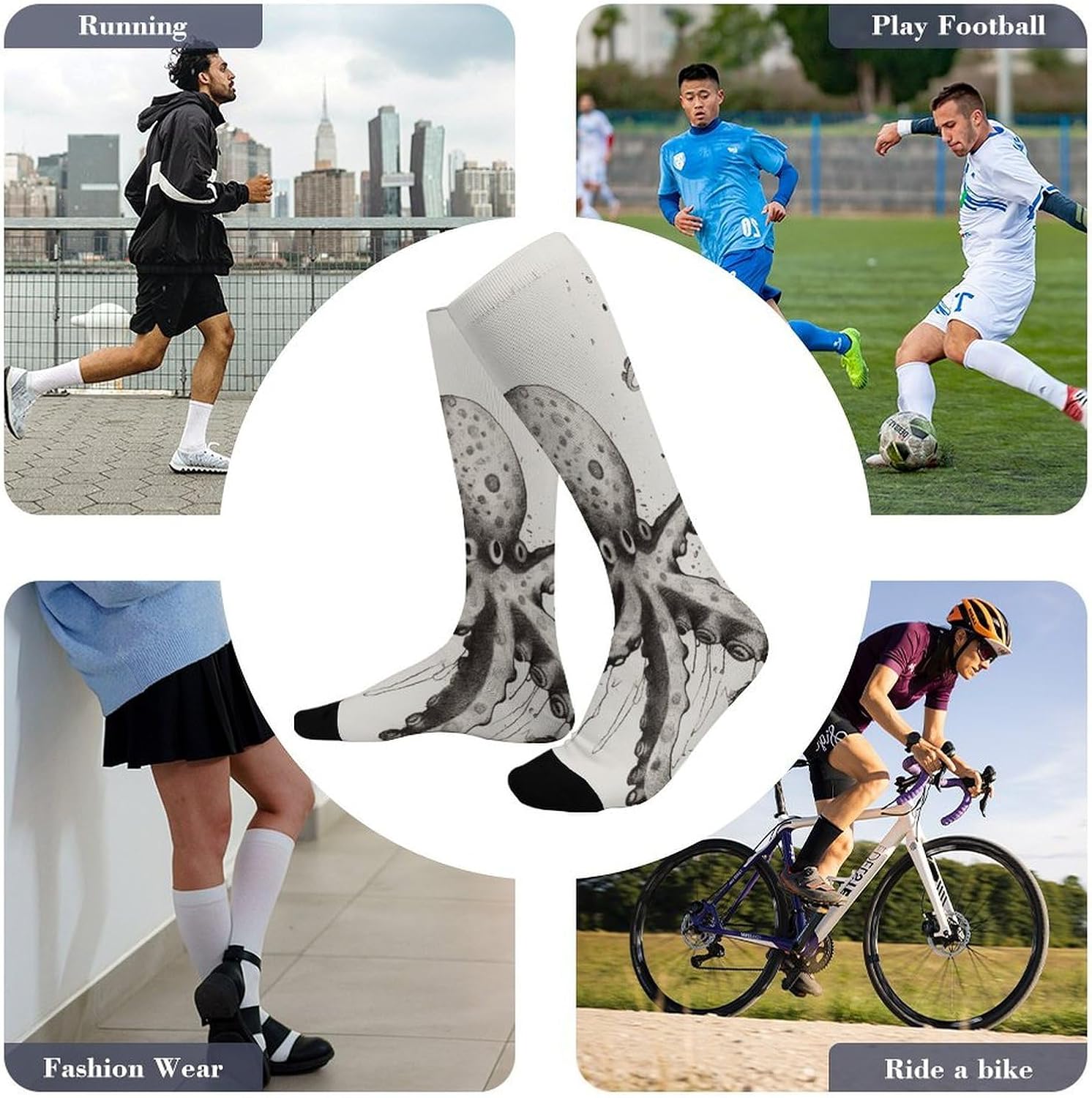 Knee High Socks Octopus Long Tube Boot Seamless Toe