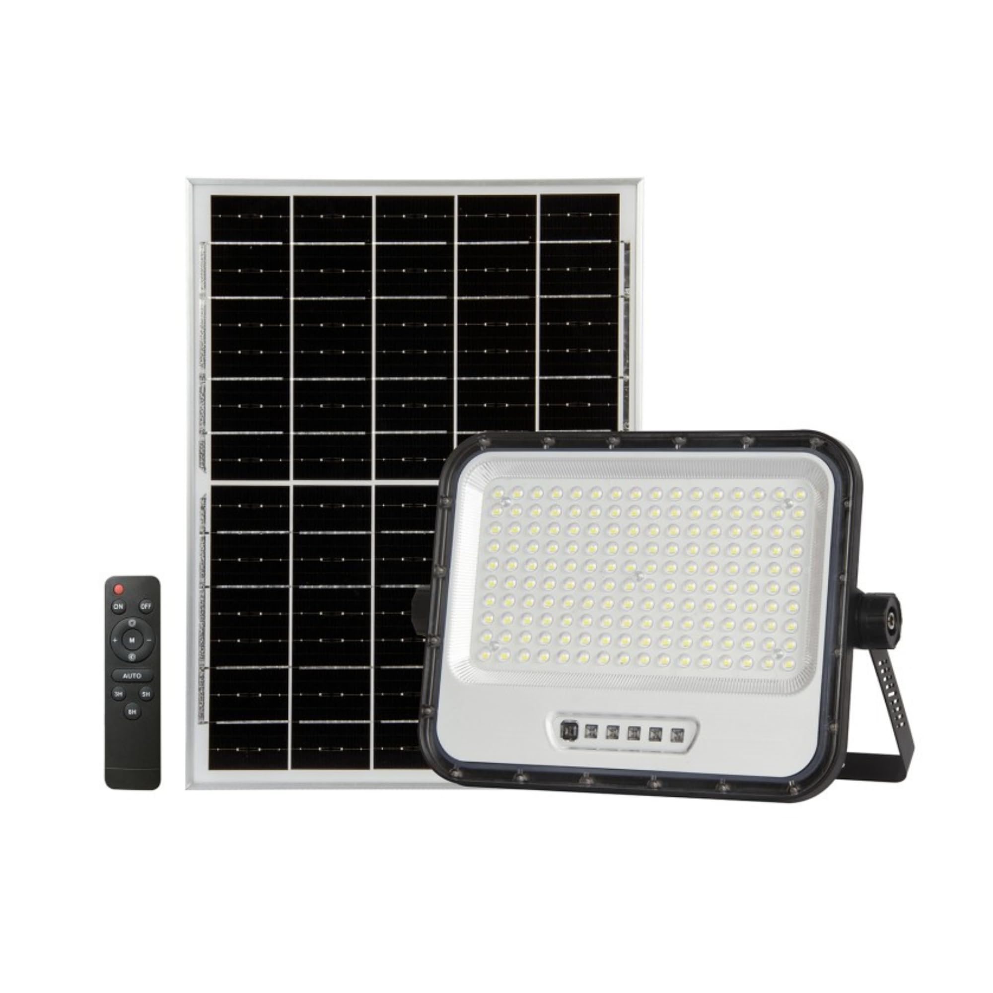 Jandei - Foco Proyector LED Solar 300W 160leds 1600Lm, Luz Blanca 6500K con Mando, Panel Separado, IP65 Impermeable, Cable 4,6m. Iluminación Exterior, Jardin, Caminos...