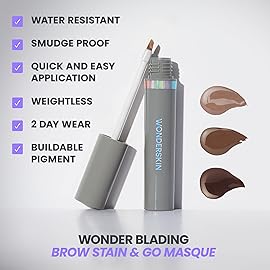 Wonderskin Wonder Blading Brow Stain & Go Masque - Long Lasting Eye Brow Tint, Transfer Proof and Smudge Proof Eyebrow Tint Stain (Brunette)