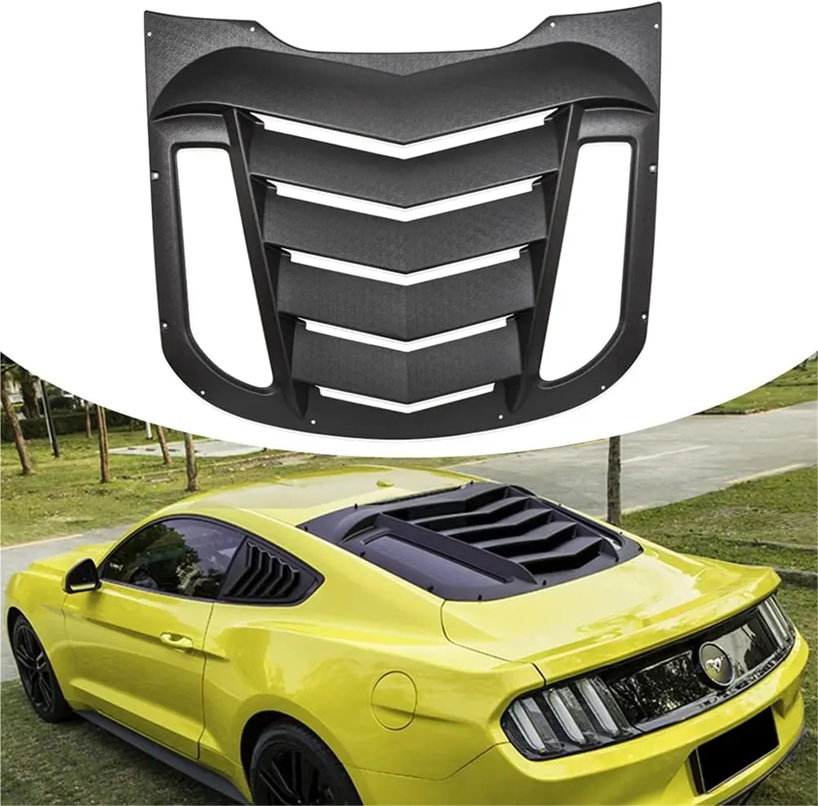 ABS Rear Window Louvers in Matte Black Compatible for Ford Mustang 2015 2016 2017 2018 2019 2020 2021 2022 2023