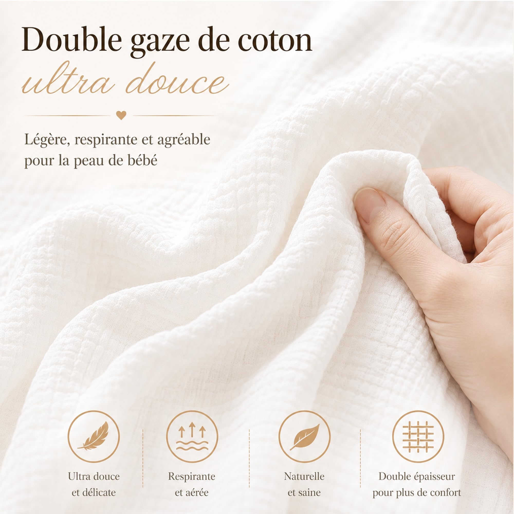 Écharpe de Baptême Personnalisée Bébé – Double Gaze de Coton Brodée Prénom & Date – Étole Baptême Blanche Douce et Légère – Cadeau Baptême avec Coffret Cadeau(Modèle 17)