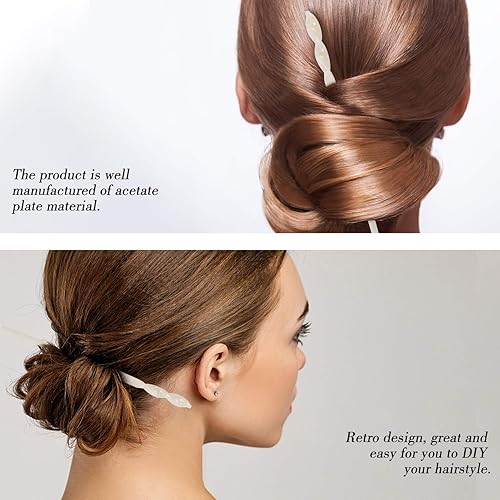 Miniatura 7 de Beaupretty Accesorios para el cabello de acetato de 2 piezas palillos japoneses vintage de diseño giratorio para peinar