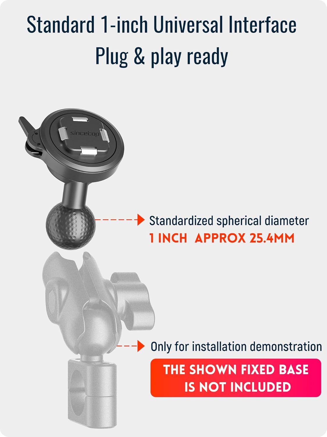 sincetop Universal 1” Ball Motorcycle Phone Mount-Series Q [ Quad ],Quick Release Motor Bike Smartphone Holder,360° Angle Adjustable,Compatible with iPhone Android and All Smartphones