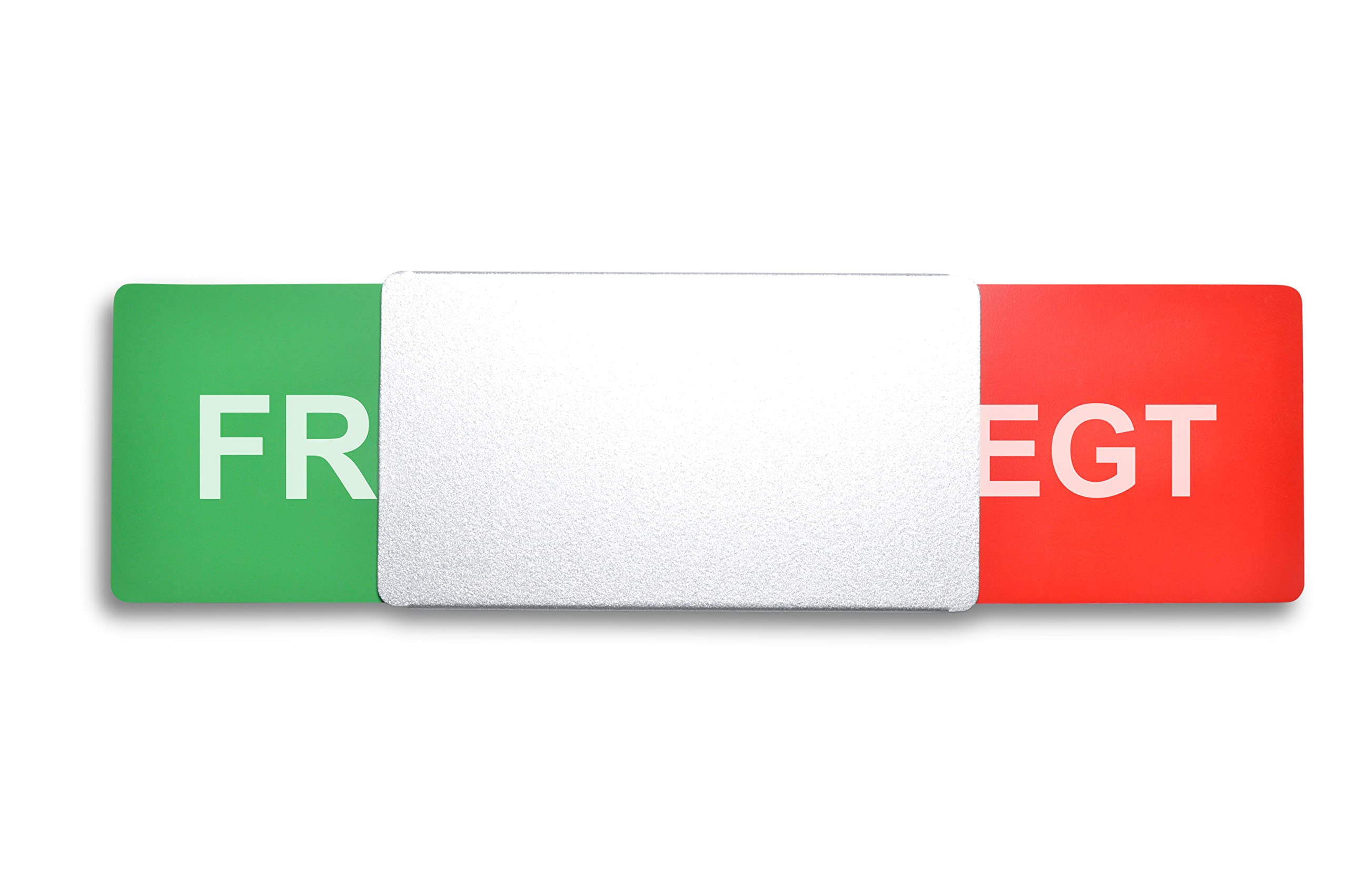 Stile cartello libero/occupato: "libero/chiuso" 175 x 50 mm – Design Made in Germany – Lettere incise – Targa senza cornice con cursore in metallo – 2 cuscinetti adesivi della rinomata marca 3M
