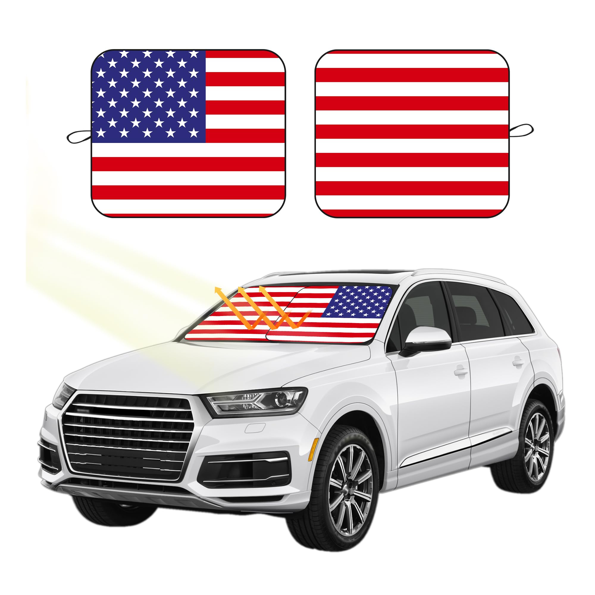 Carleef 2PCS Colorful Flag Style Windshield Sun Shade, Universal Fit for Car, Truck, SUV