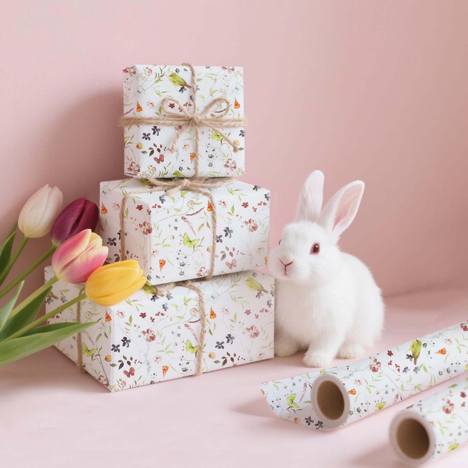 100 fogli di carta velina floreale, 50,8 x 35,5 cm, carta da regalo con fiori di campo, farfalla per decorazioni per matrimoni, addio al nubilato, feste di compleanno