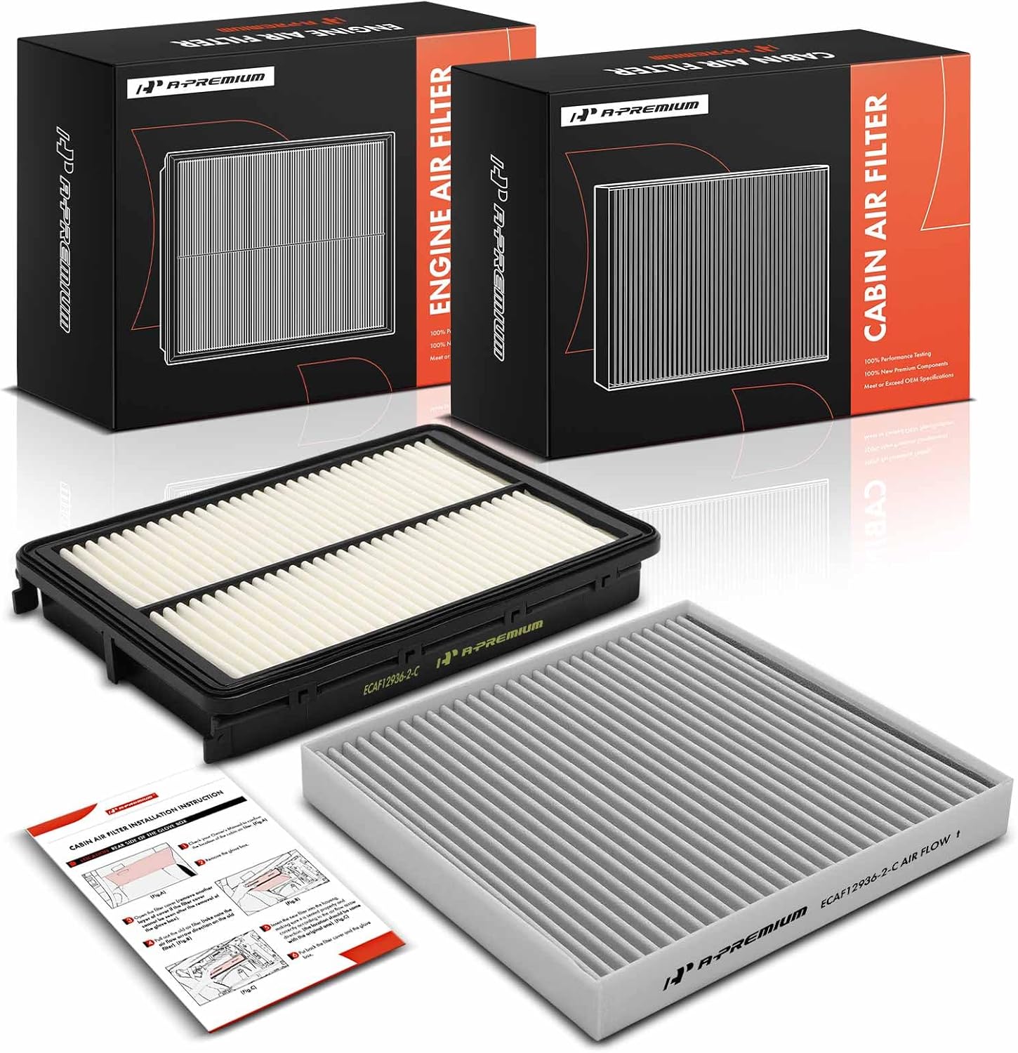 A-Premium 2-PC Engine & Cabin Air Filter with Activated Carbon Compatible with Hyundai Palisade 2020-2025 3.8L