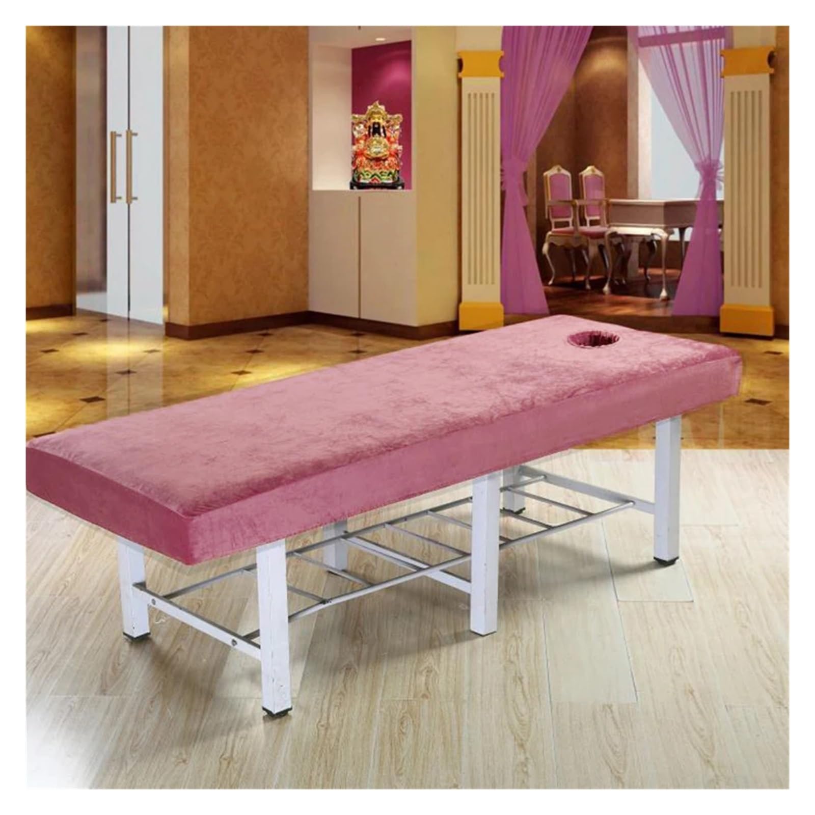 Funda para cama de masaje Cubrecama de terciopelo grueso, sencillo, color liso, ideal for masajes en hoteles y salones belleza(Darkpink,190x80cm)