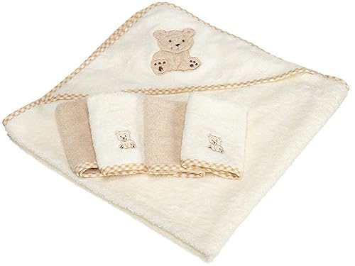 Spasilk Toallas de baño con capucha, 100% algodón, con 4 toallitas, talla única , Beige