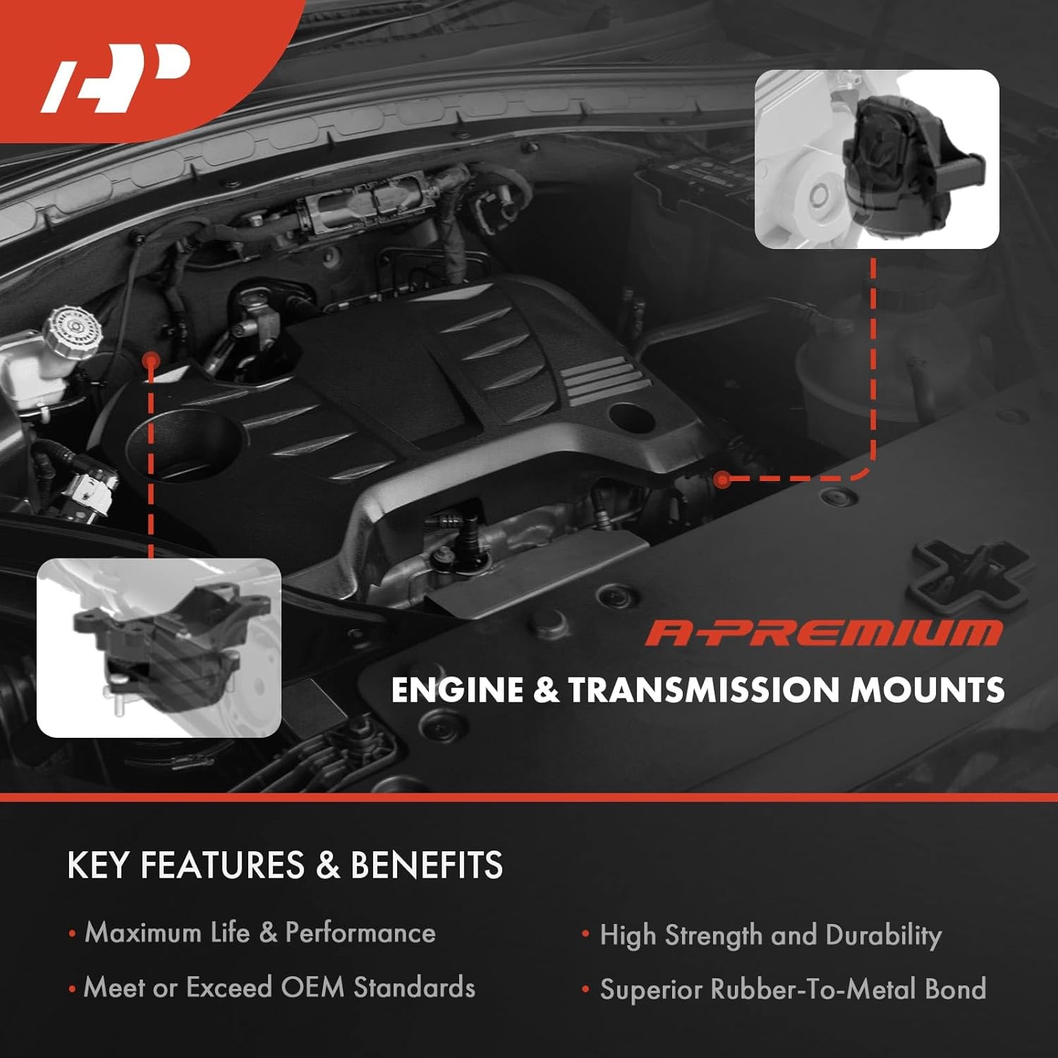 A-Premium 3PCS Engine Motor Mount and Transmission Mount Set Compatible with Dodge Dart 2013 2014 2015 2016 L4 2.0L Naturally Aspirated, Replace# 68081488AH, 68081488AC