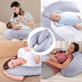 2-in-1 Nursing Pillow, XXL Pregnancy Pillow, Side Sleeper Pillow for Baby, Pregnancy Pillow with Inner Pillow and Cotton Nursing Pillow Cover, Pillow, Pregnancy Nursing Pillow, Baby, Small (Blue) - 6