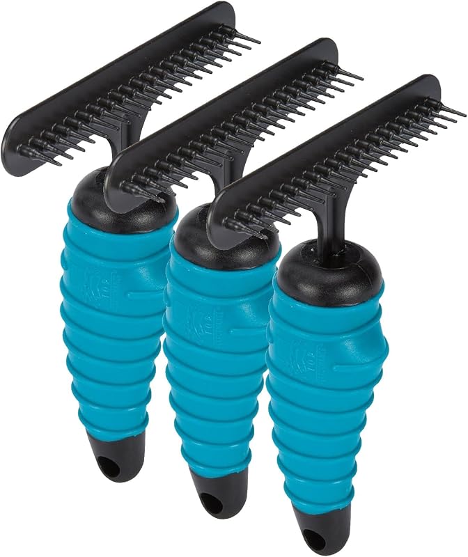 Rastelo Desembaraçador Ergonômico para Cães com 20 Pinos Longos Master Grooming Tools Preto – Pacote com 3
