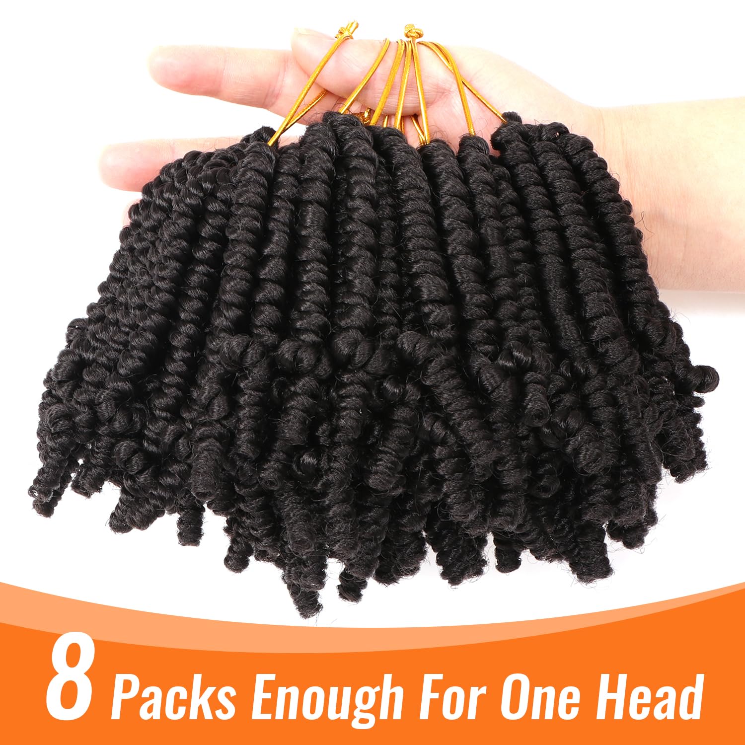 8-Pack Synthetic Bob Spring Twist Crochet Hair
