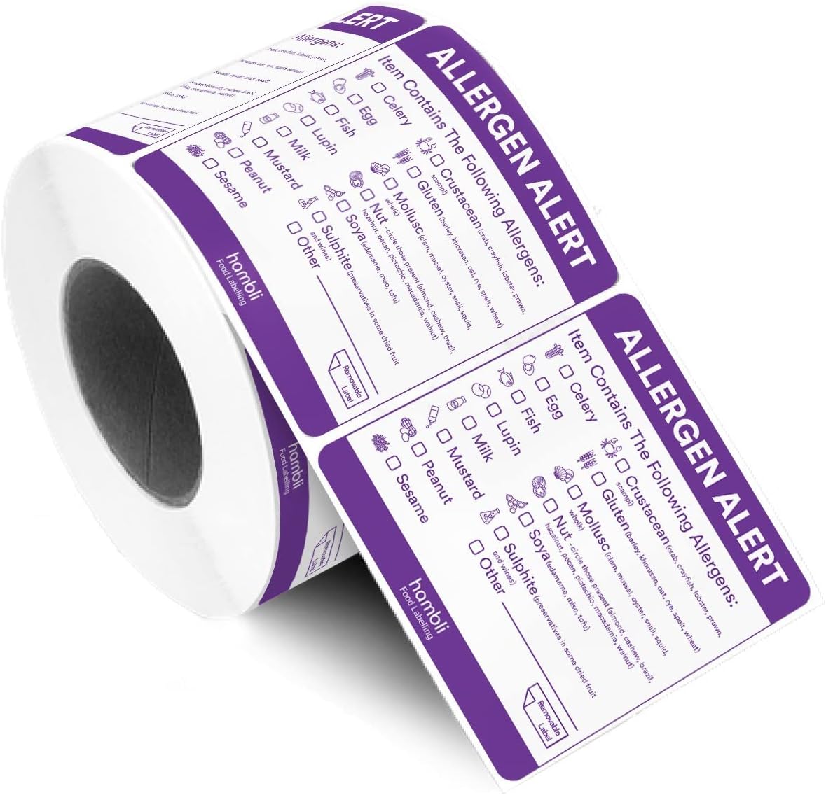 Hambli Food Allergen Stickers – 600 Roll of Natasha’s Law Food Allergy Labels for Commercial Kitchens & Catering Outlets