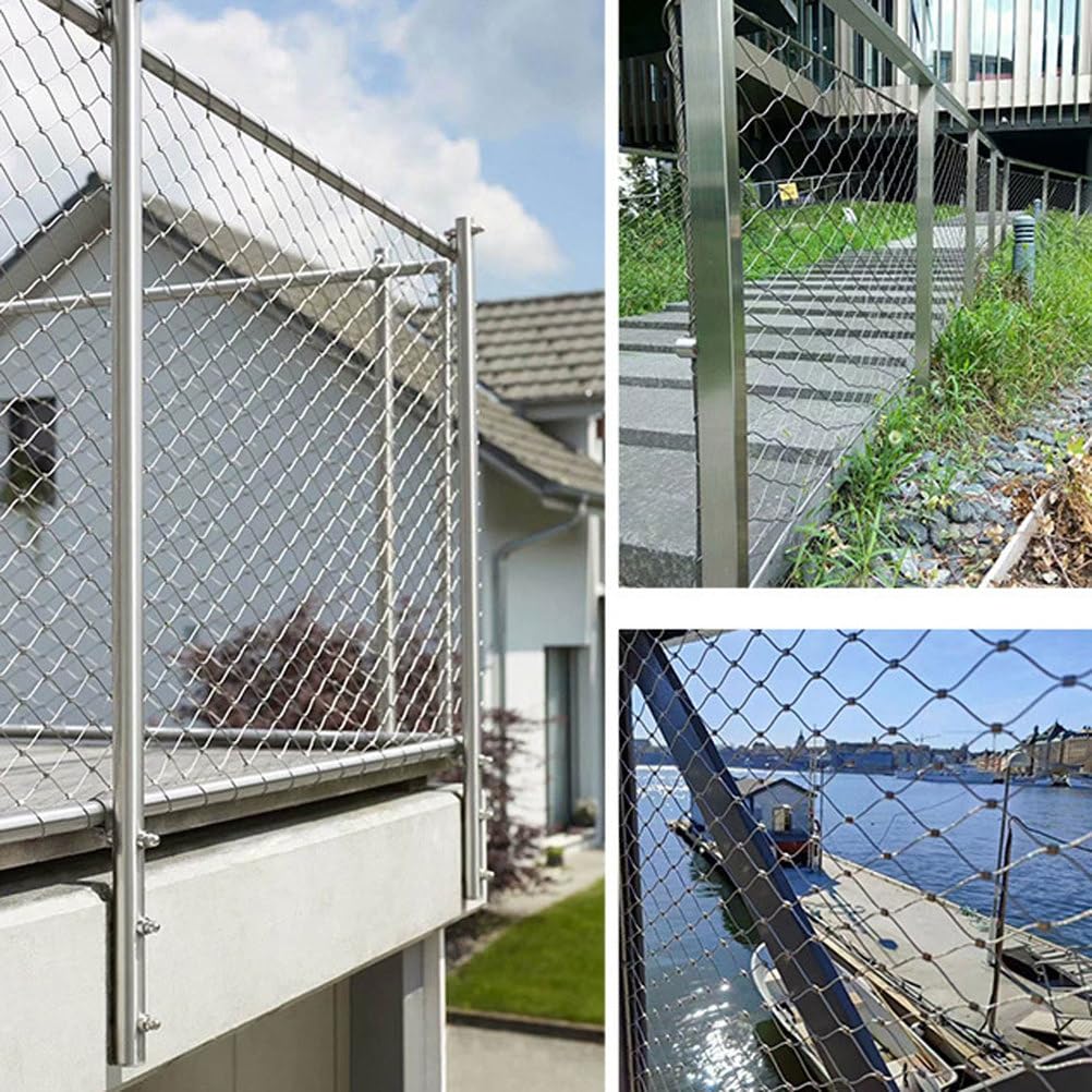 Red de alambre de acero inoxidable 304 para seguridad de perros, valla de eslabones de cadena de acero galvanizado, barrera corrugada para balcón y escaleras, 4,5 x 25 m